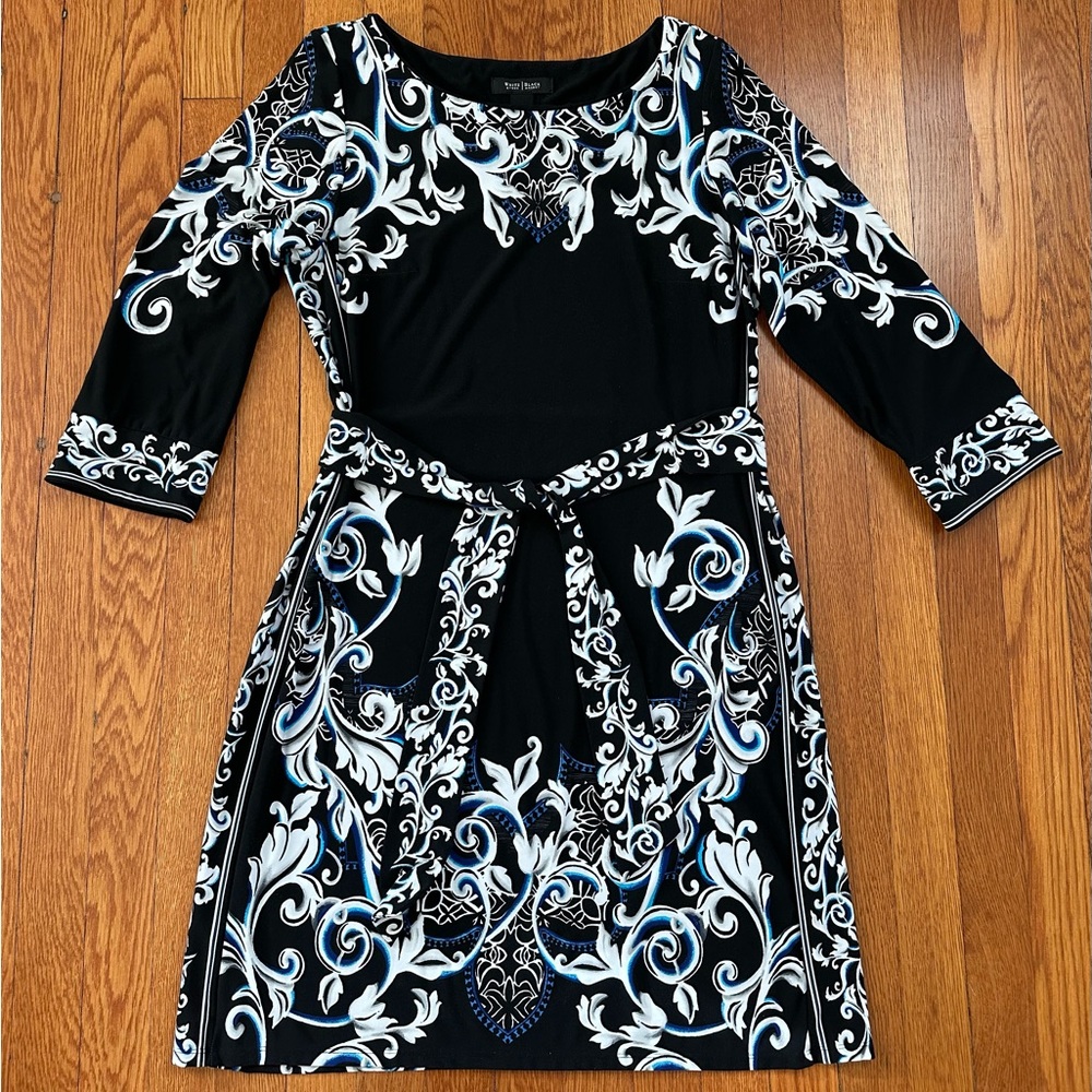White House Black Market Black Floral Scroll Dress